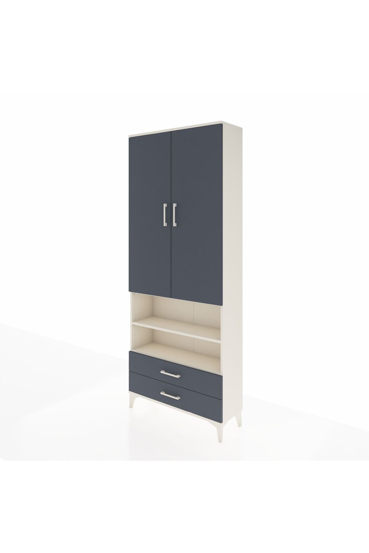 Arges Dolap 5 Raflı 2 Çekmeceli 2 Kapaklı 88x30x221 Aytaşı-Antrasit