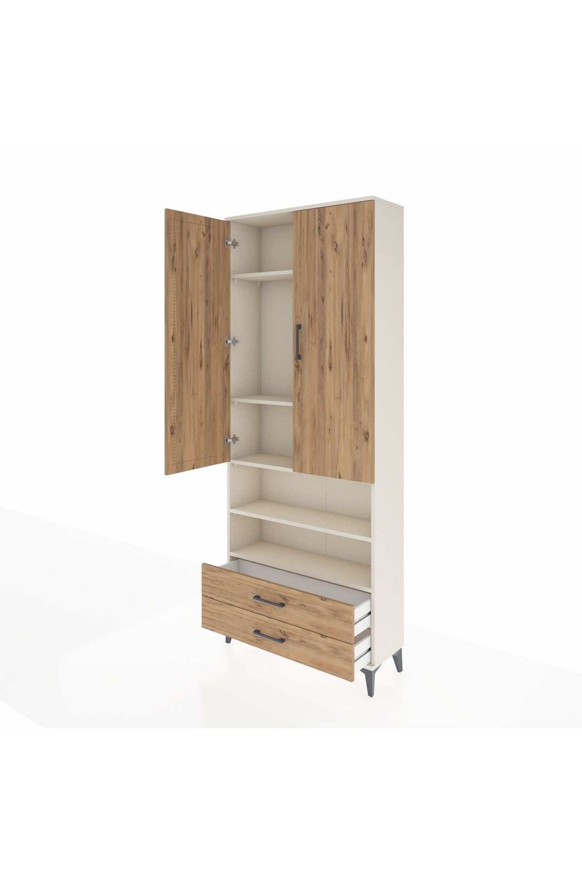 Arges Dolap 5 Raflı 2 Çekmeceli 2 Kapaklı 88x30x221 Aytaşı-Çam