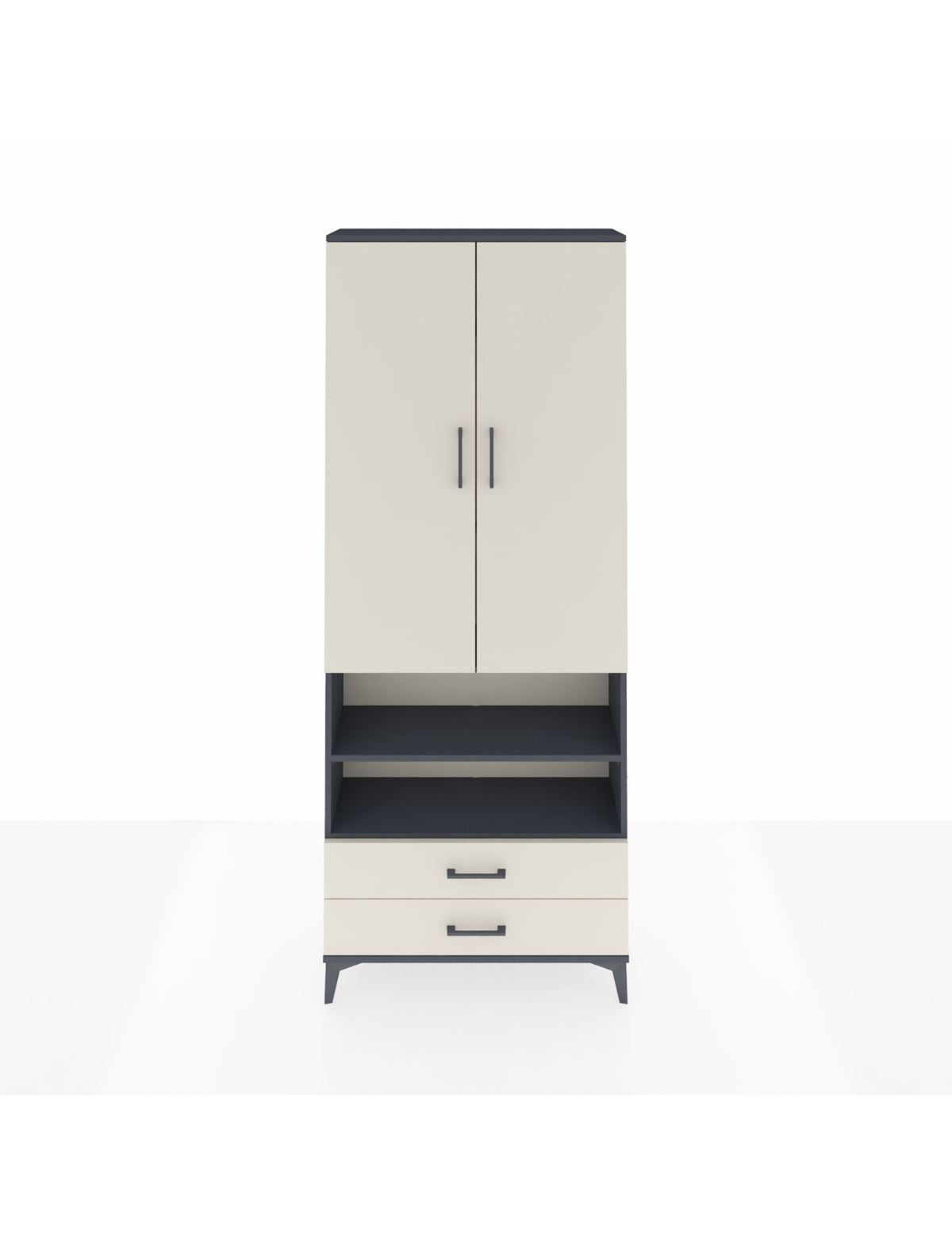 Arges Dolap 5 Raflı 2 Çekmeceli 2 Kapaklı 88x30x221 Antrasit-Aytaşı