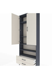 Arges Dolap 5 Raflı 2 Çekmeceli 2 Kapaklı 88x30x221 Antrasit-Aytaşı