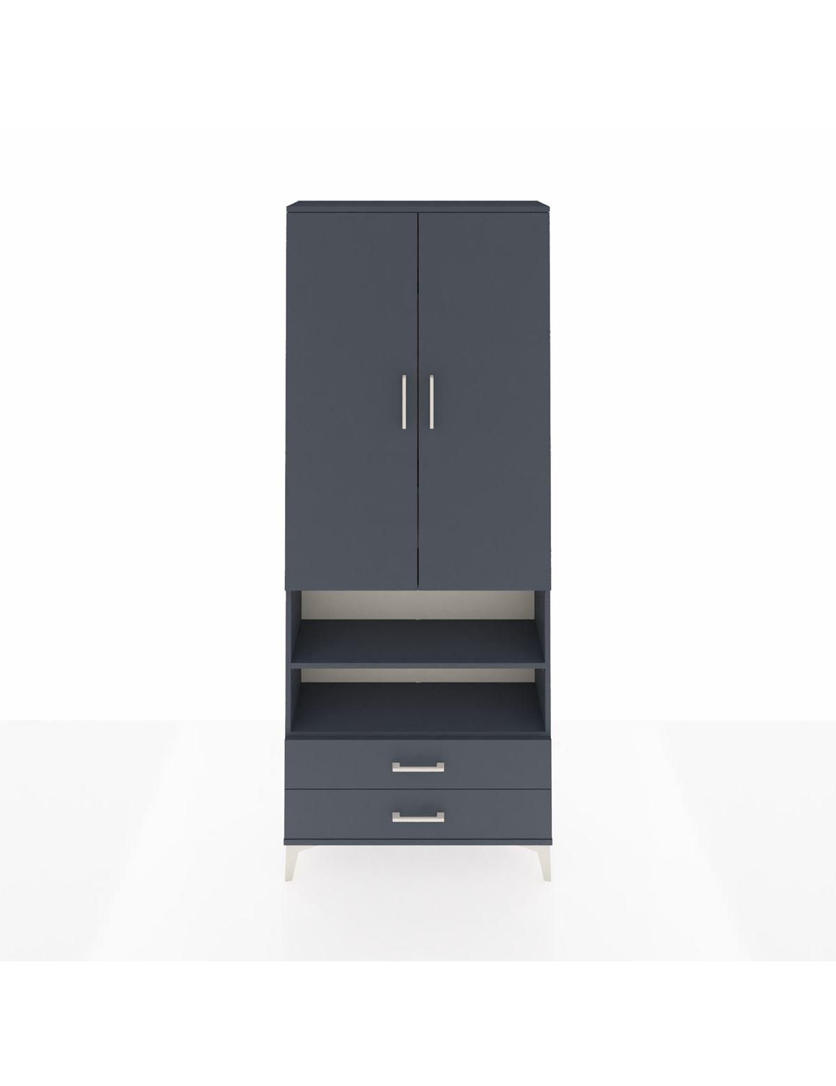 Arges Dolap 5 Raflı 2 Çekmeceli 2 Kapaklı 88x30x221 Antrasit-Antrasit