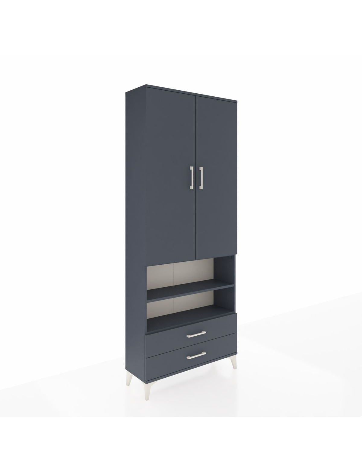 Arges Dolap 5 Raflı 2 Çekmeceli 2 Kapaklı 88x30x221 Antrasit-Antrasit