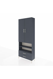 Arges Dolap 5 Raflı 2 Çekmeceli 2 Kapaklı 88x30x221 Antrasit-Antrasit