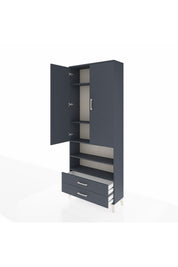 Arges Dolap 5 Raflı 2 Çekmeceli 2 Kapaklı 88x30x221 Antrasit-Antrasit
