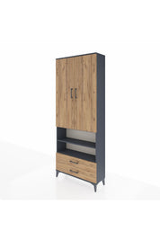 Arges Dolap 5 Raflı 2 Çekmeceli 2 Kapaklı 88x30x221 Antrasit-Çam
