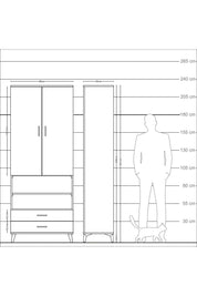 Arges Dolap 5 Raflı 2 Çekmeceli 2 Kapaklı 88x30x221 Antrasit-Çam