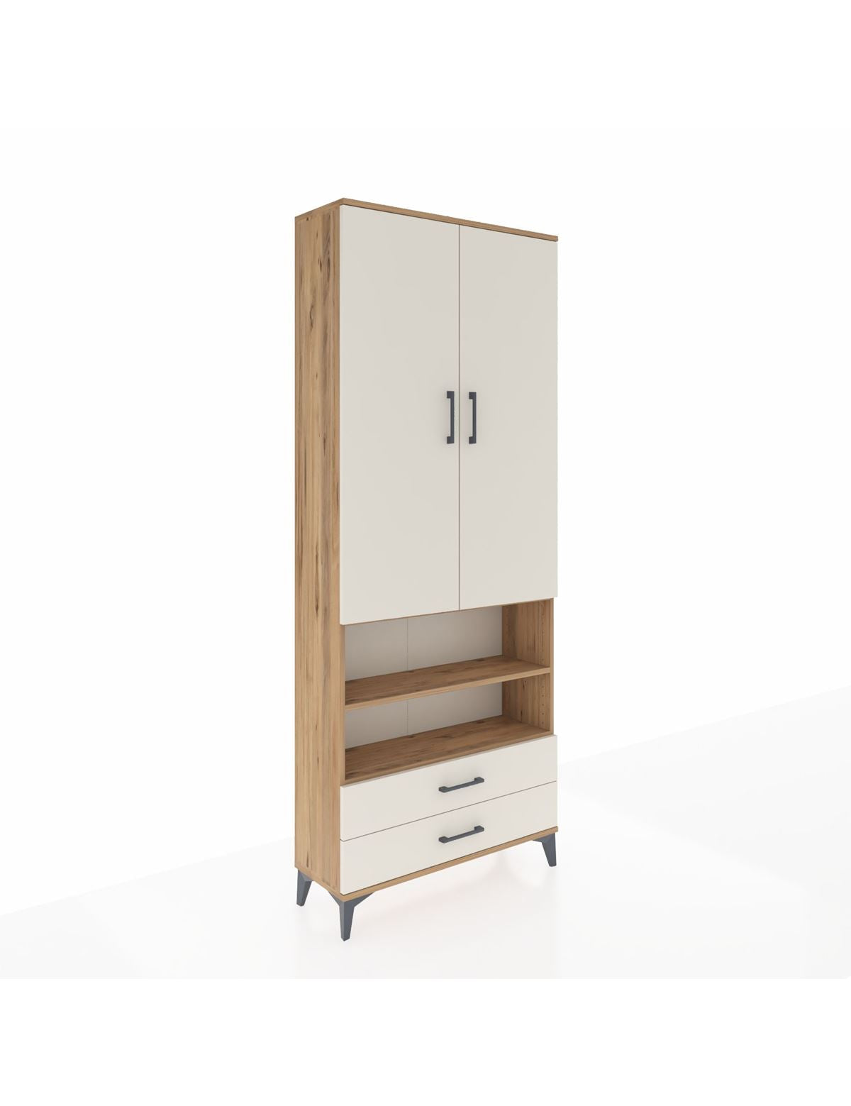 Arges Dolap 5 Raflı 2 Çekmeceli 2 Kapaklı 88x30x221 Çam-Aytaşı