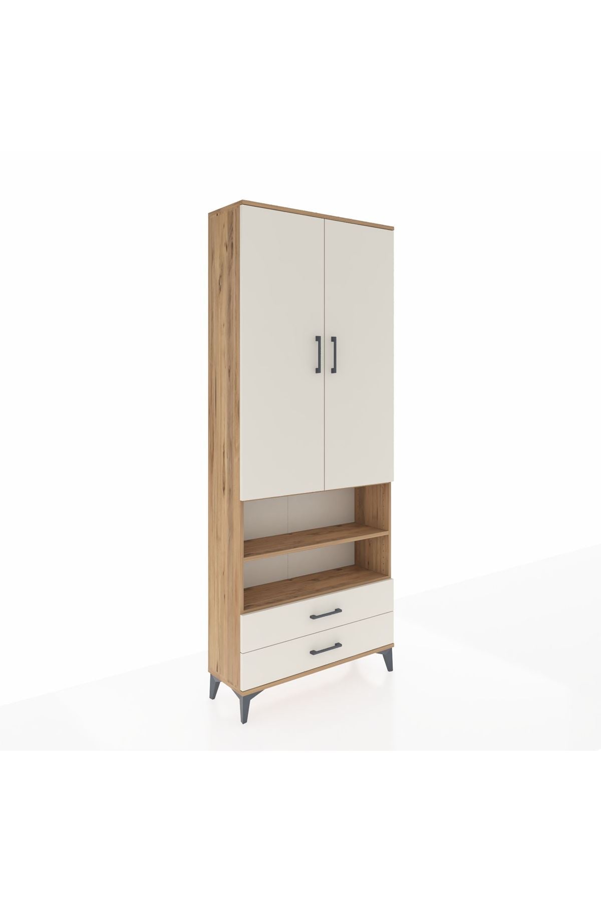 Arges Dolap 5 Raflı 2 Çekmeceli 2 Kapaklı 88x30x221 Çam-Aytaşı