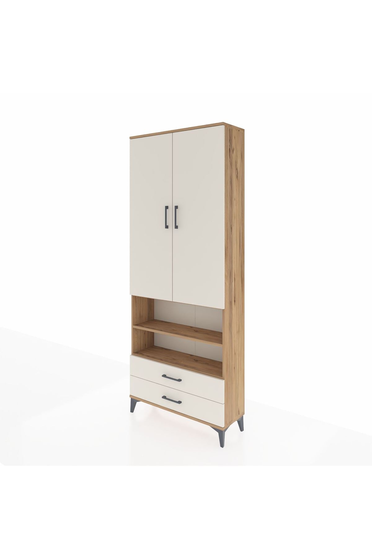 Arges Dolap 5 Raflı 2 Çekmeceli 2 Kapaklı 88x30x221 Çam-Aytaşı