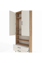 Arges Dolap 5 Raflı 2 Çekmeceli 2 Kapaklı 88x30x221 Çam-Aytaşı