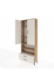 Arges Dolap 5 Raflı 2 Çekmeceli 2 Kapaklı 88x30x221 Çam-Aytaşı
