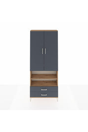 Arges Dolap 5 Raflı 2 Çekmeceli 2 Kapaklı 88x30x221 Çam-Antrasit