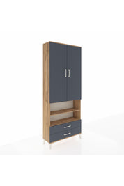 Arges Dolap 5 Raflı 2 Çekmeceli 2 Kapaklı 88x30x221 Çam-Antrasit