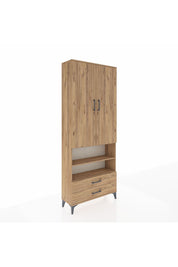 Arges Dolap 5 Raflı 2 Çekmeceli 2 Kapaklı 88x30x221 Çam-Çam