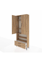 Arges Dolap 5 Raflı 2 Çekmeceli 2 Kapaklı 88x30x221 Çam-Çam