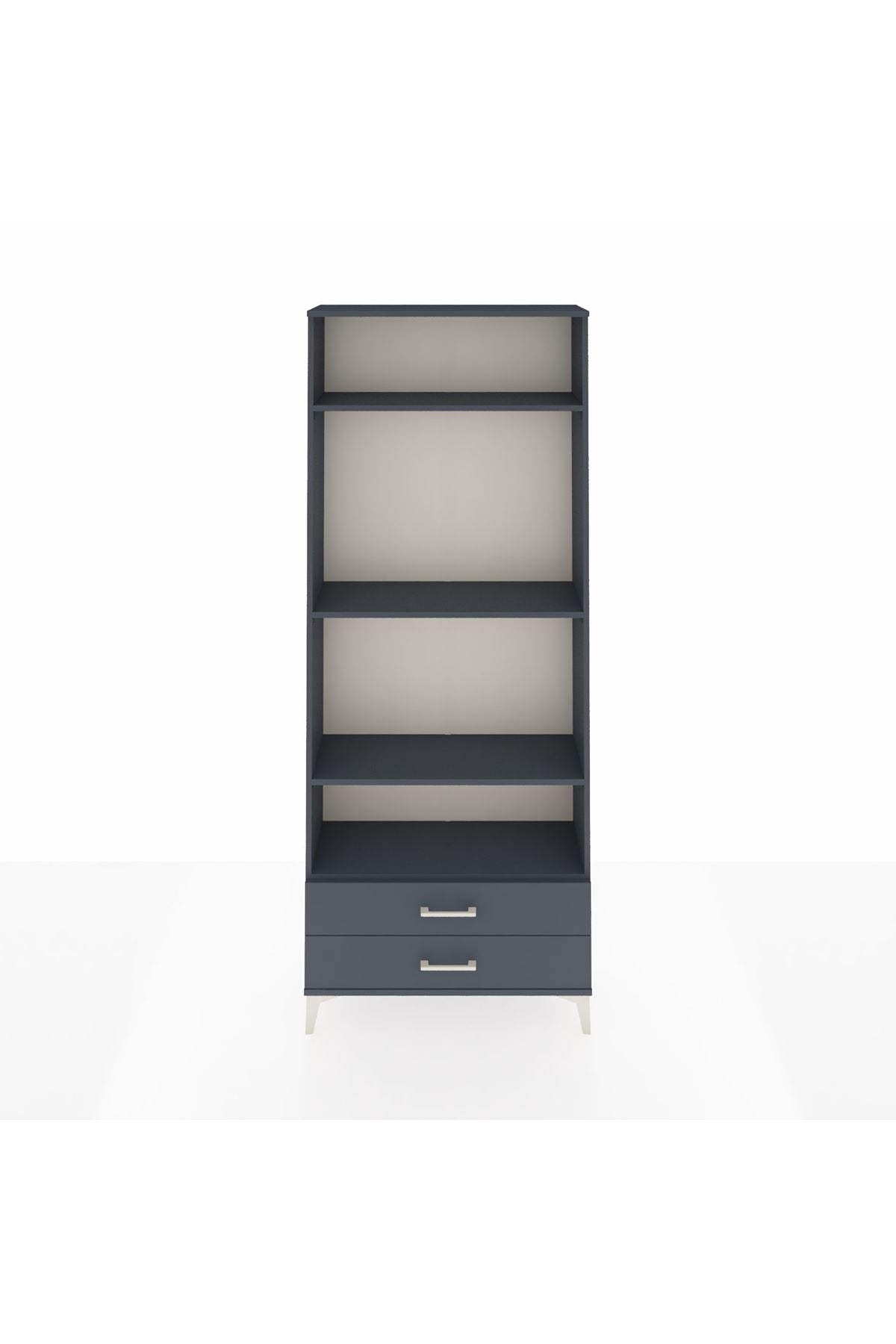 Arges Dolap 4 Raflı 2 Çekmeceli 88x30x221 Antrasit-Antrasit