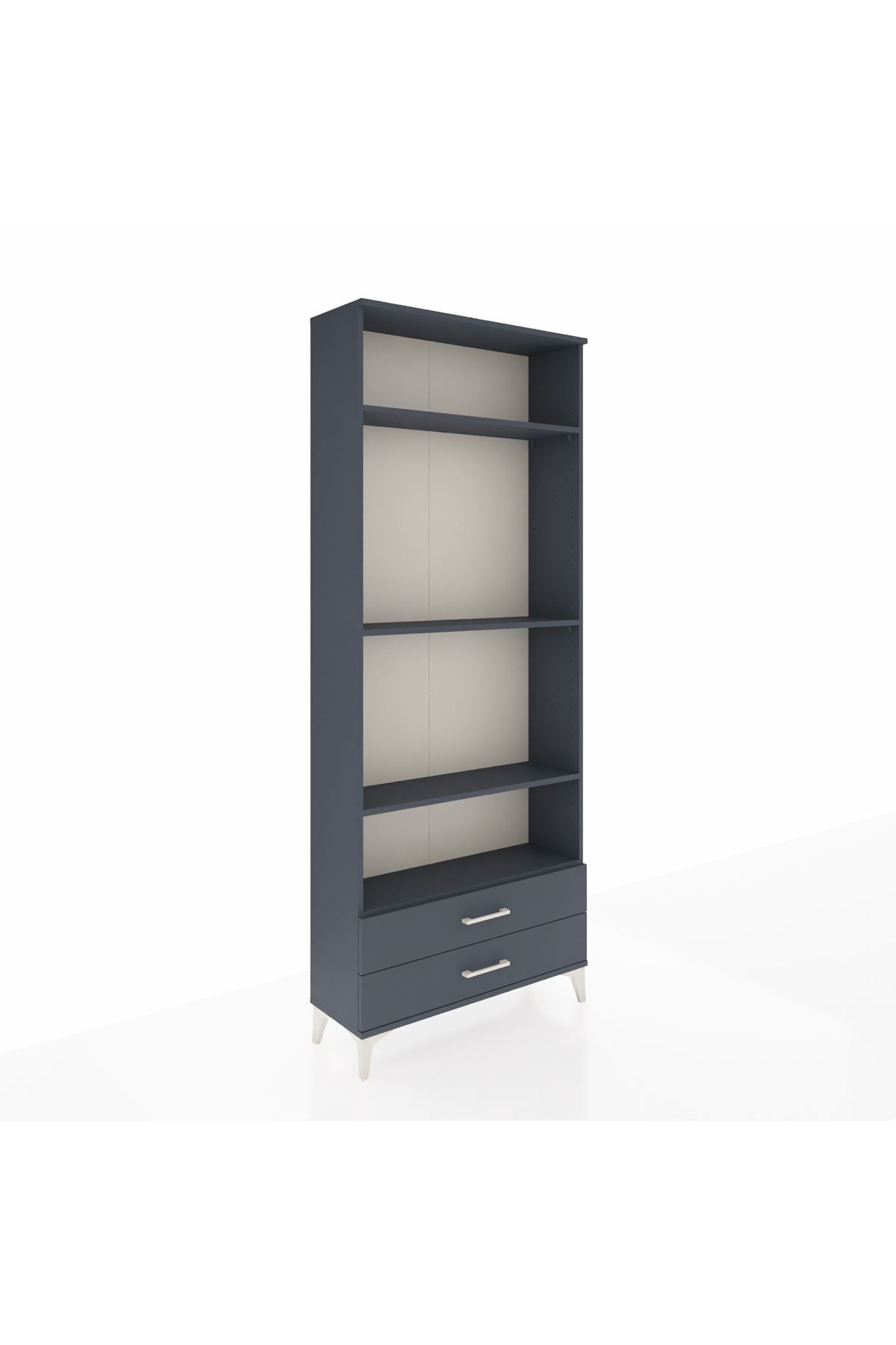 Arges Dolap 4 Raflı 2 Çekmeceli 88x30x221 Antrasit-Antrasit