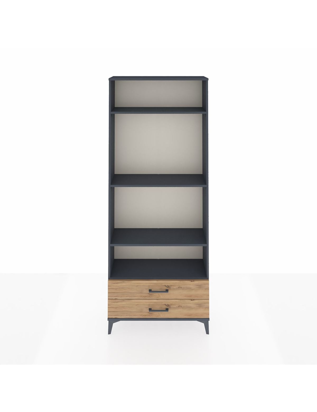 Arges Dolap 4 Raflı 2 Çekmeceli 88x30x221 Antrasit-Çam