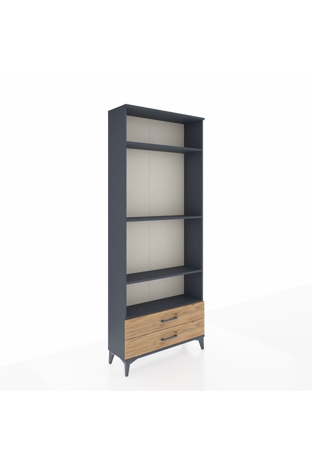 Arges Dolap 4 Raflı 2 Çekmeceli 88x30x221 Antrasit-Çam