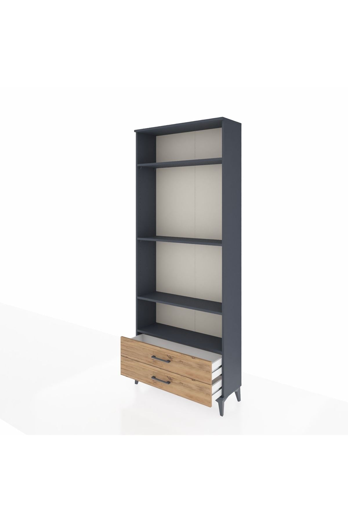 Arges Dolap 4 Raflı 2 Çekmeceli 88x30x221 Antrasit-Çam