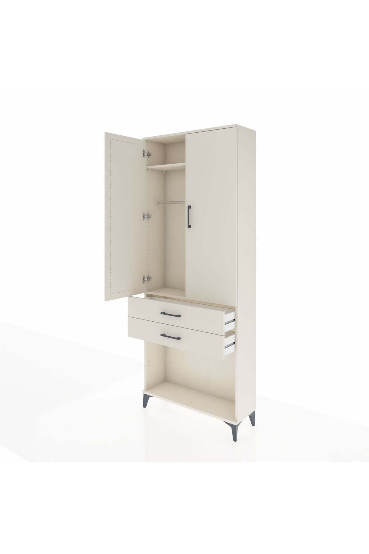 Arges Dolap 2 Raflı 2 Çekmeceli Tek Askılı 88x30x221 Aytaşı-Aytaşı