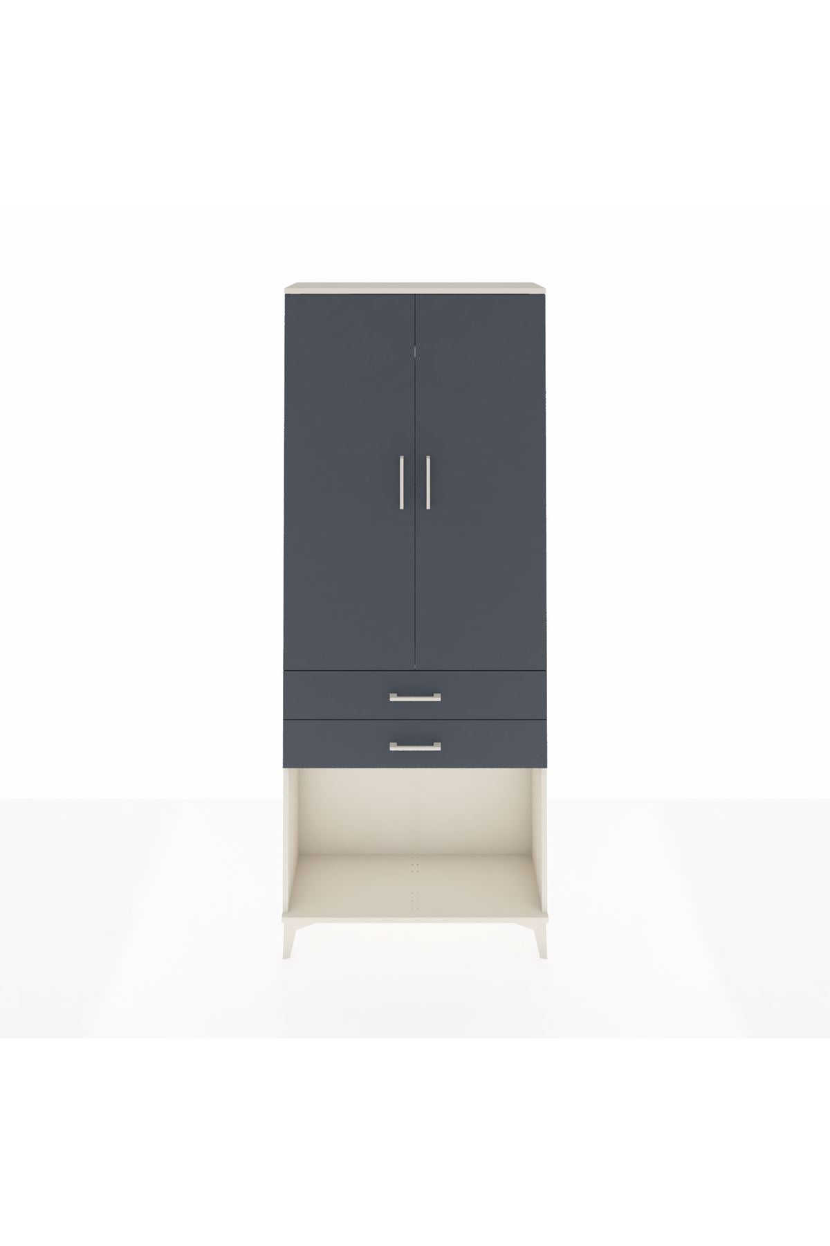 Arges Dolap 2 Raflı 2 Çekmeceli Tek Askılı 88x30x221 Aytaşı-Antrasit