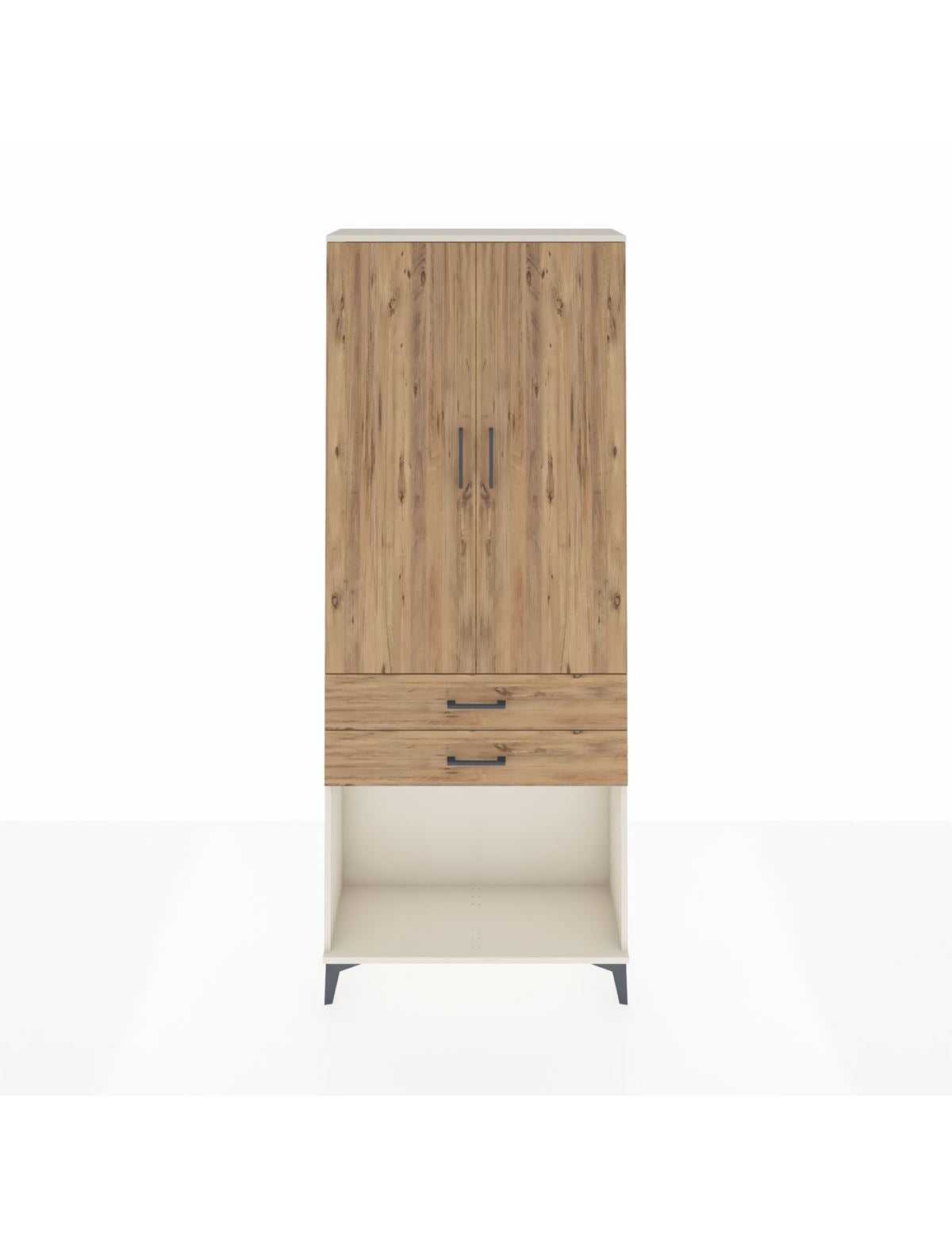 Arges Dolap 2 Raflı 2 Çekmeceli Tek Askılı 88x30x221 Aytaşı-Çam