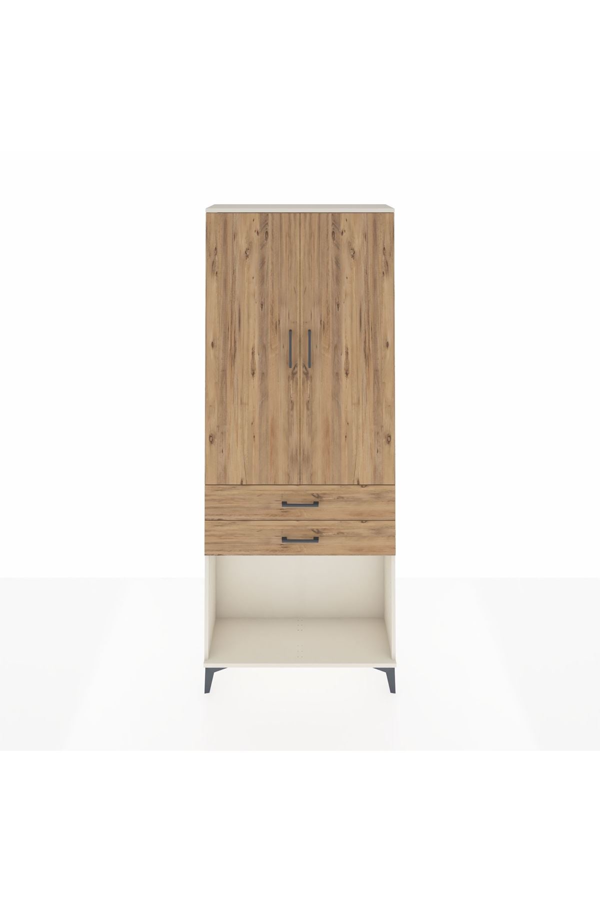 Arges Dolap 2 Raflı 2 Çekmeceli Tek Askılı 88x30x221 Aytaşı-Çam