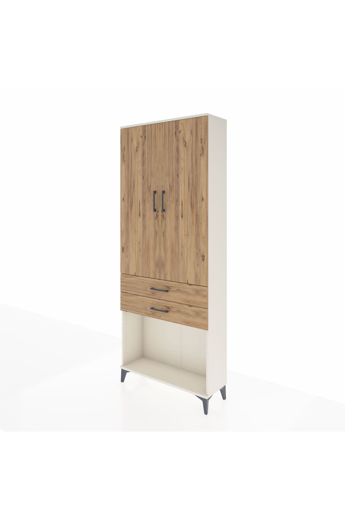 Arges Dolap 2 Raflı 2 Çekmeceli Tek Askılı 88x30x221 Aytaşı-Çam