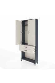 Arges Dolap 2 Raflı 2 Çekmeceli Tek Askılı 88x30x221 Antrasit-Aytaşı