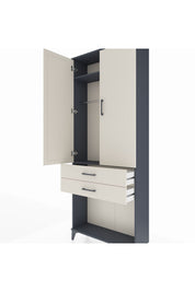 Arges Dolap 2 Raflı 2 Çekmeceli Tek Askılı 88x30x221 Antrasit-Aytaşı