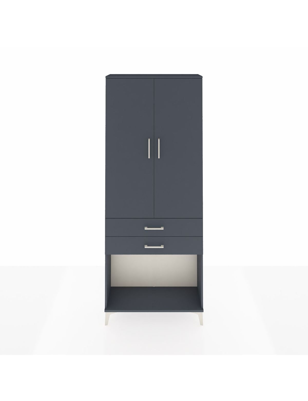 Arges Dolap 2 Raflı 2 Çekmeceli Tek Askılı 88x30x221 Antrasit-Antrasit