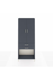 Arges Dolap 2 Raflı 2 Çekmeceli Tek Askılı 88x30x221 Antrasit-Antrasit