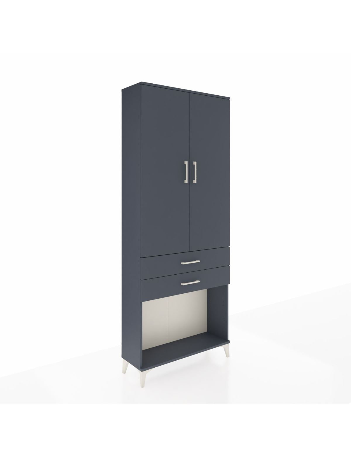 Arges Dolap 2 Raflı 2 Çekmeceli Tek Askılı 88x30x221 Antrasit-Antrasit