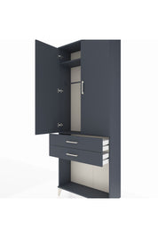 Arges Dolap 2 Raflı 2 Çekmeceli Tek Askılı 88x30x221 Antrasit-Antrasit