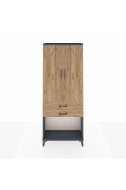 Arges Dolap 2 Raflı 2 Çekmeceli Tek Askılı 88x30x221 Antrasit-Çam