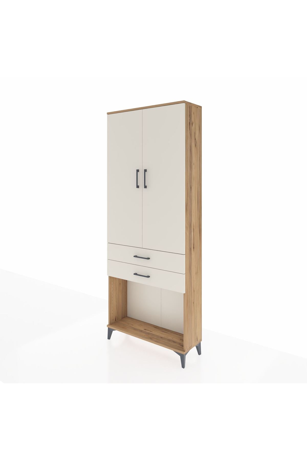 Arges Dolap 2 Raflı 2 Çekmeceli Tek Askılı 88x30x221 Çam-Aytaşı