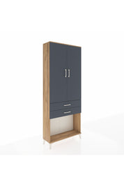 Arges Dolap 2 Raflı 2 Çekmeceli Tek Askılı 88x30x221 Çam-Antrasit