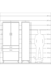 Arges Dolap 2 Raflı 2 Çekmeceli Tek Askılı 88x30x221 Çam-Antrasit