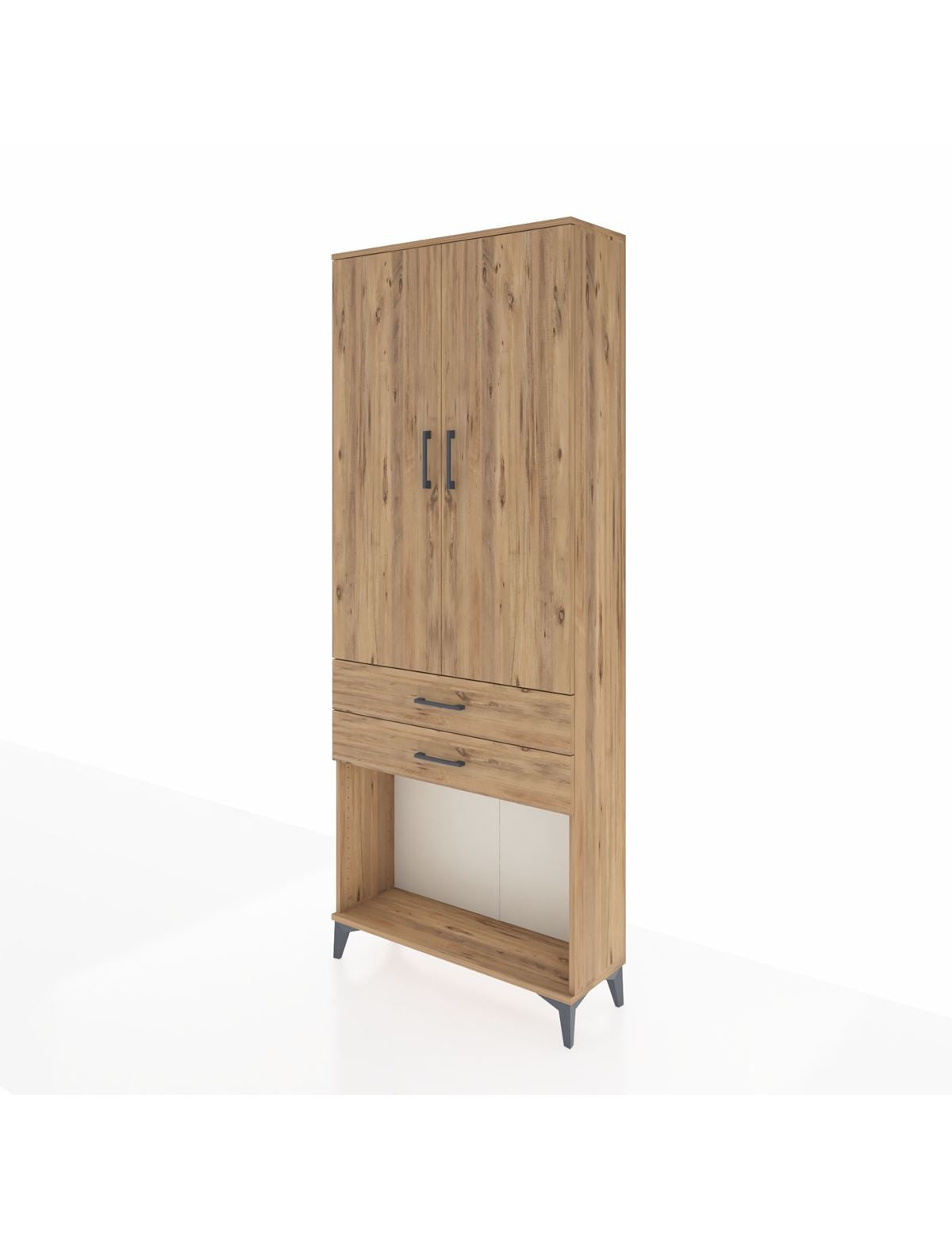 Arges Dolap 2 Raflı 2 Çekmeceli Tek Askılı 88x30x221 - S30M118V9A