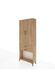 Arges Dolap 2 Raflı 2 Çekmeceli Tek Askılı 88x30x221 Çam-Çam