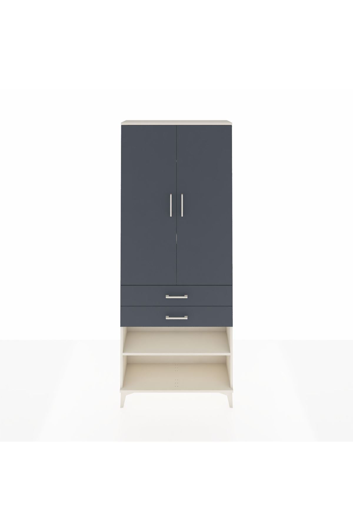 Arges Dolap 4 Raflı 2 Çekmeceli 2 Kapaklı 88x30x221 Aytaşı-Antrasit