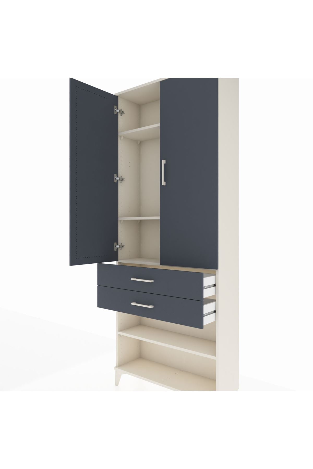 Arges Dolap 4 Raflı 2 Çekmeceli 2 Kapaklı 88x30x221 Aytaşı-Antrasit