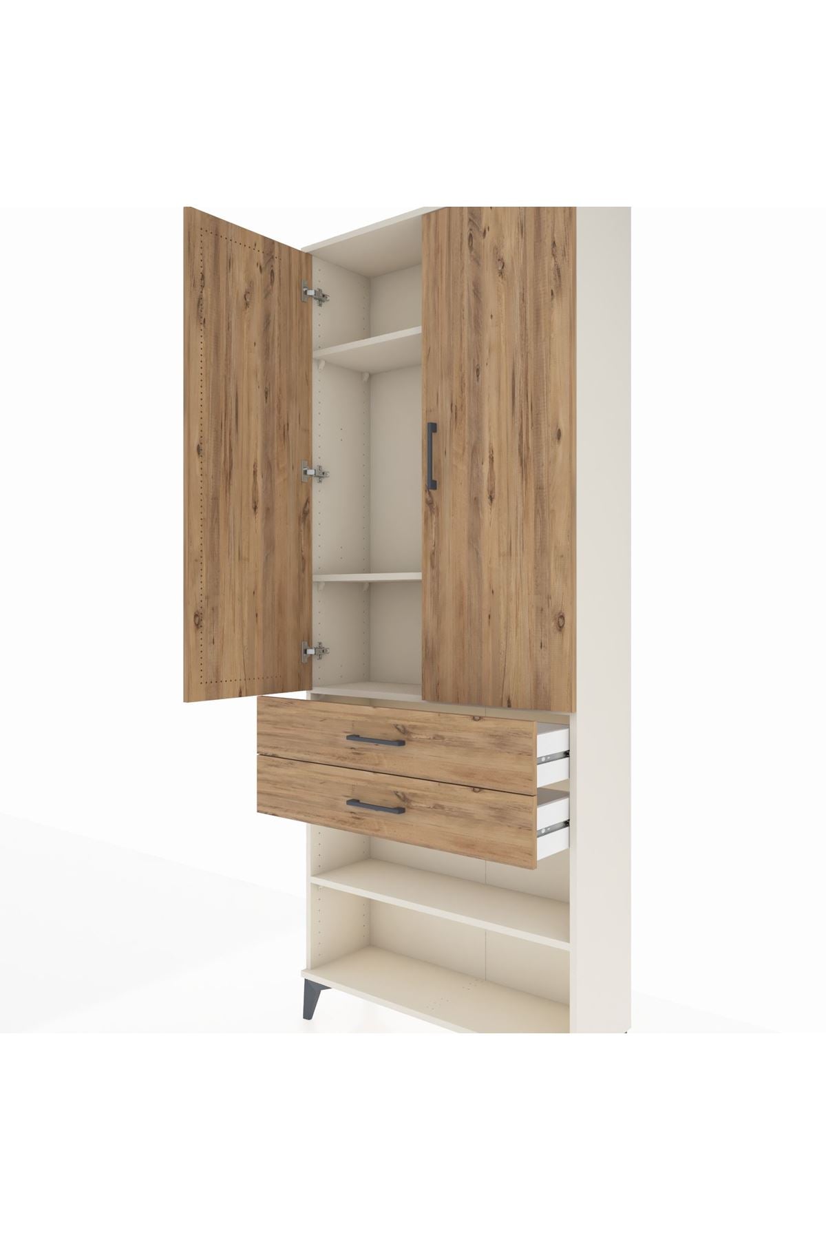 Arges Dolap 4 Raflı 2 Çekmeceli 2 Kapaklı 88x30x221 Aytaşı-Çam