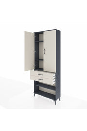 Arges Dolap 4 Raflı 2 Çekmeceli 2 Kapaklı 88x30x221 Antrasit-Aytaşı