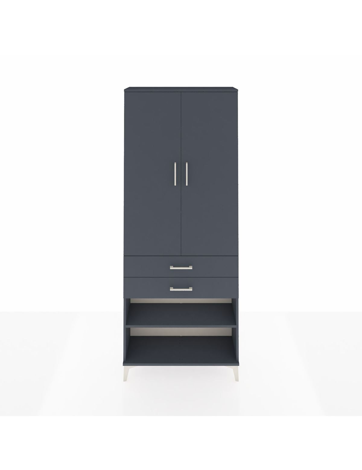 Arges Dolap 4 Raflı 2 Çekmeceli 2 Kapaklı 88x30x221 Antrasit-Antrasit