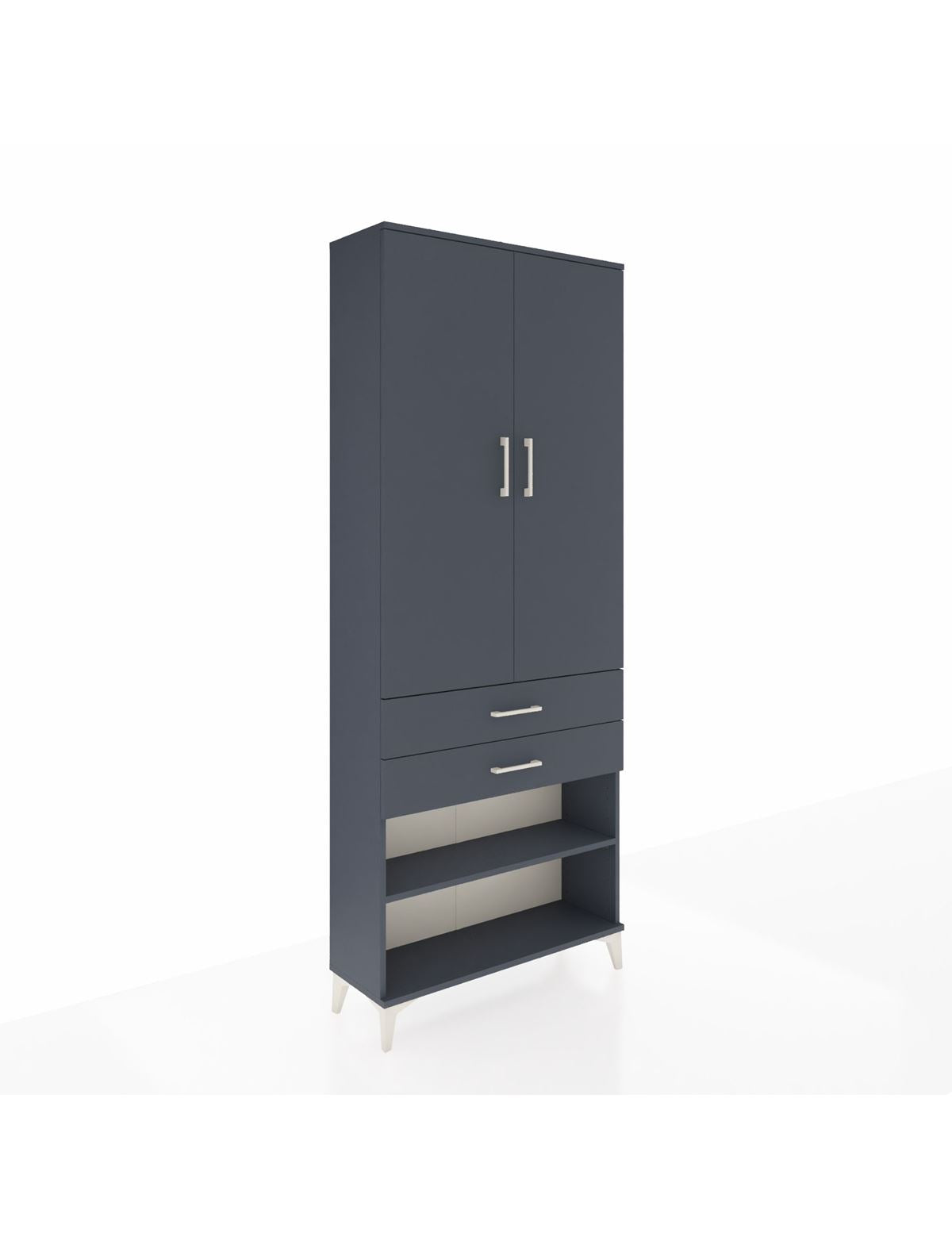 Arges Dolap 4 Raflı 2 Çekmeceli 2 Kapaklı 88x30x221 Antrasit-Antrasit