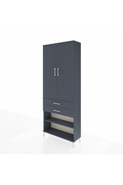 Arges Dolap 4 Raflı 2 Çekmeceli 2 Kapaklı 88x30x221 Antrasit-Antrasit