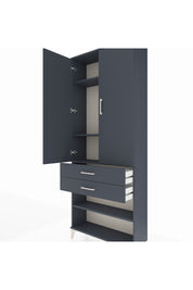 Arges Dolap 4 Raflı 2 Çekmeceli 2 Kapaklı 88x30x221 Antrasit-Antrasit