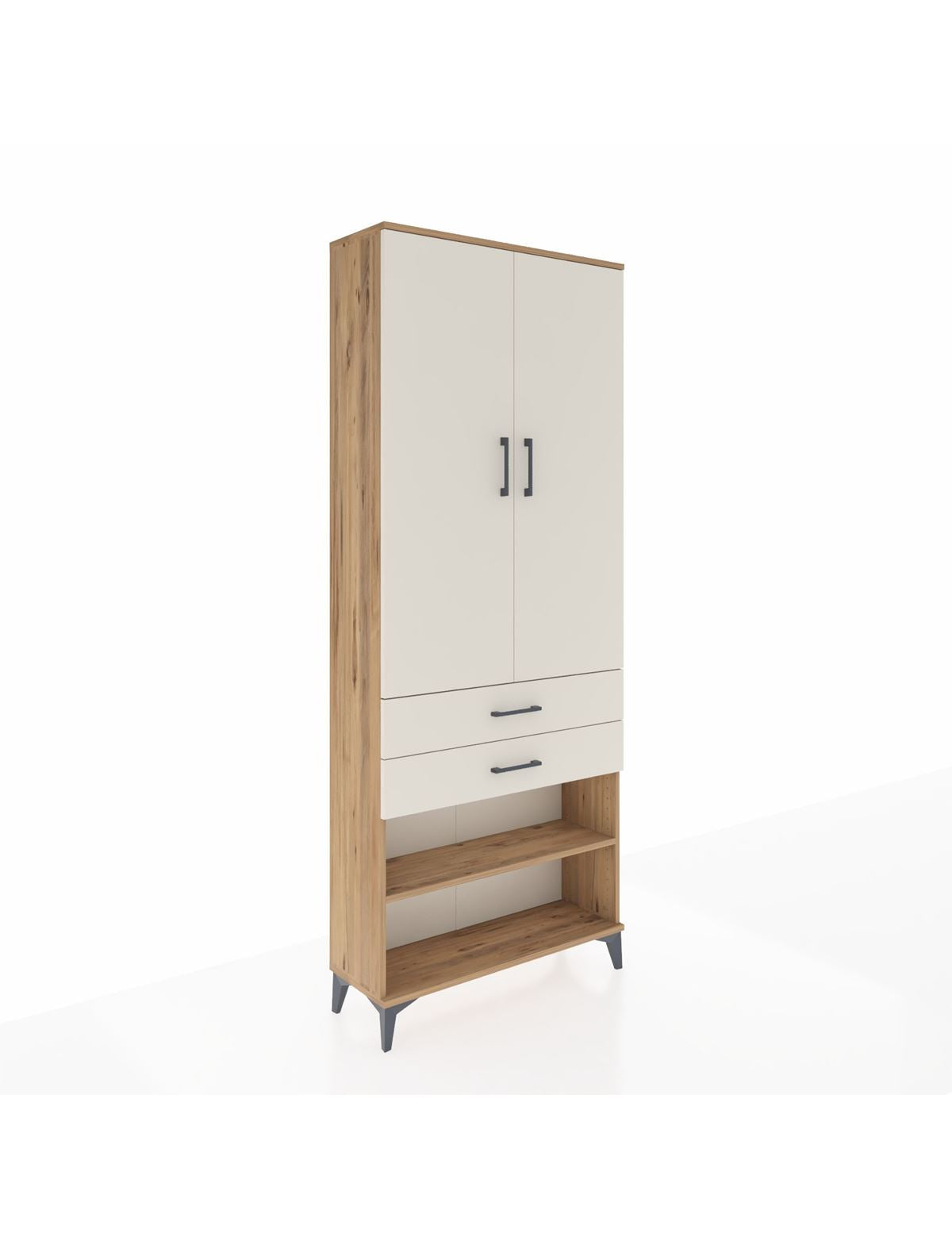 Arges Dolap 4 Raflı 2 Çekmeceli 2 Kapaklı 88x30x221 Çam-Aytaşı